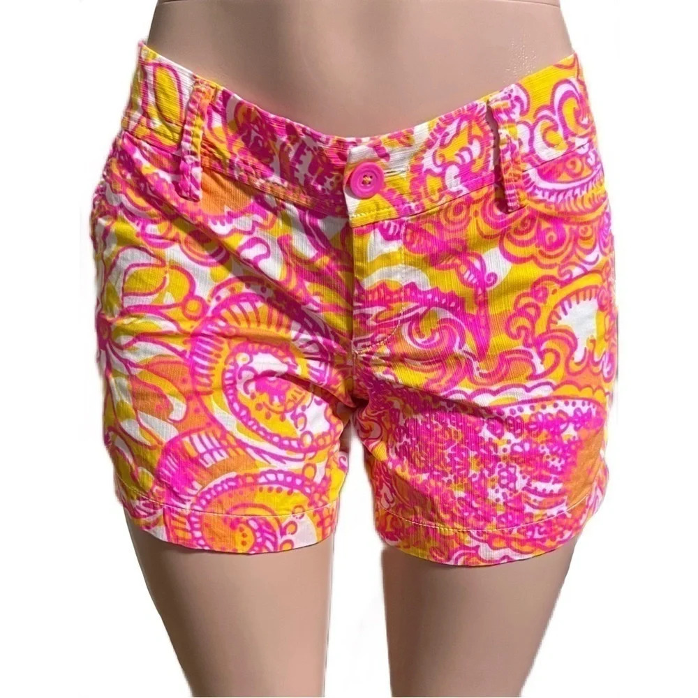 LILLY PULITZER Women’s Callahan Sunshine Yellow “Sea & Be Seen” Print Shorts